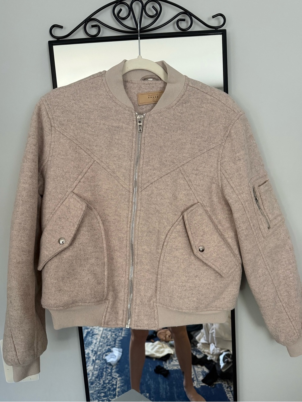 Blank NYC Blush Wool-Blend Bomber Jacket